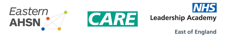 Eastern AHSN, Care and NHS Leadership Academy logos