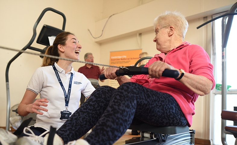 Eastern AHSN impact review lady exercises with physiotherapist