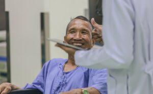 Patient receiving care from doctor