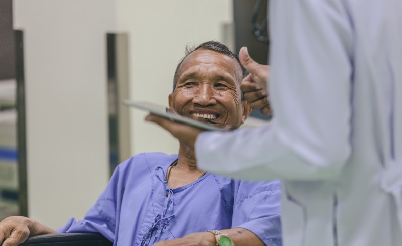 Patient receiving care from doctor